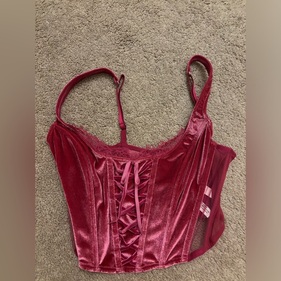 Victoria secret corset top size small velvet hot pink - Picture 3 of 3